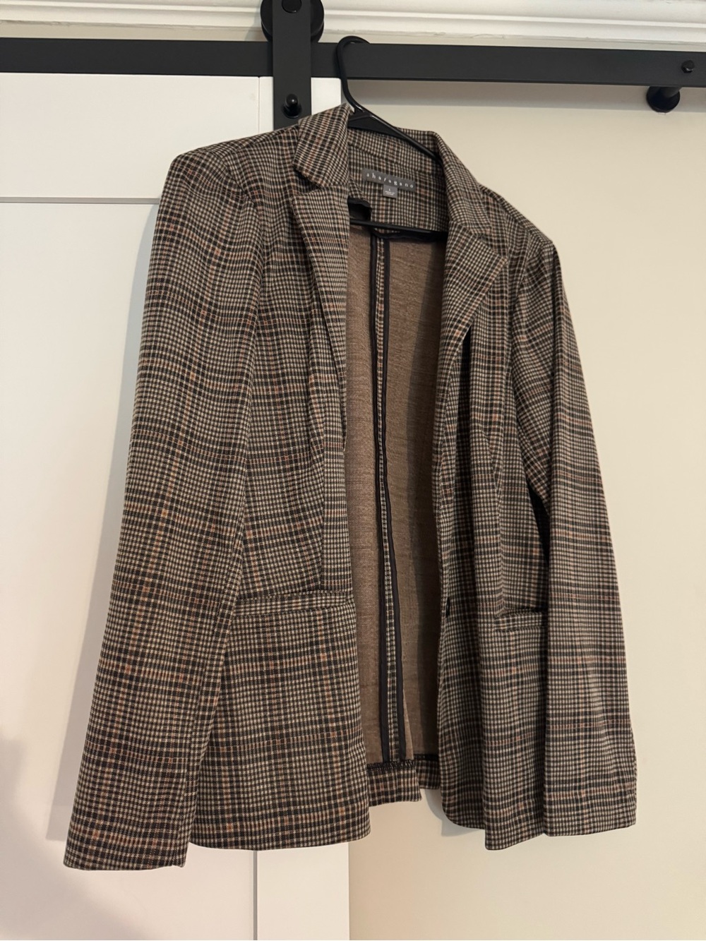 Sharagano Plaid Blazer in Brown, Black and Tan